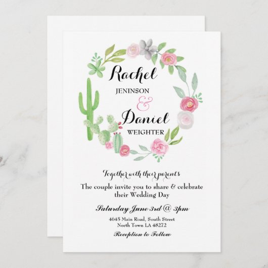 ズカク結婚チュスフィエスタリースパーティー招待状フローラ 招待状 (正面/裏面)