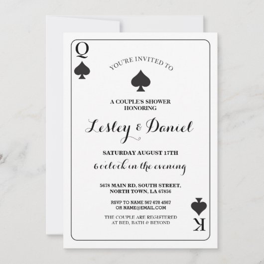 ズカードカ遊ップルズ婚約エースベガス招待状 招待状 (正面)