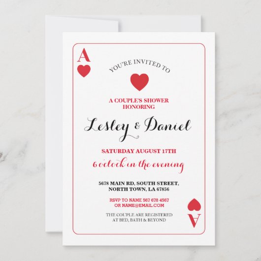 ズカ遊ードカップル婚約エースベガス招待状 招待状 (正面)