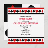 ズカ遊ードスイーツカジノトランプのポーカーパーティの招待状 招待状 (正面/裏面)