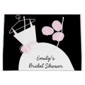 ズガウンピ結婚ンクブライダルシャワーブラックパステルラージ ラージペーパーバッグ (正面)