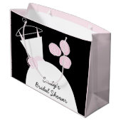 ズガウンピ結婚ンクブライダルシャワーブラックパステルラージ ラージペーパーバッグ (裏面アングル)