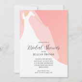 ズガウン結婚オンピンクブライダルシャワー 招待状 (正面)