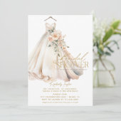 ズガウン結婚ドレスピンクフローラブライダルシャワー 招待状 (スタンド正面)