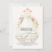 ズガウン結婚ドレスピンクフローラブライダルシャワー 招待状 (正面)