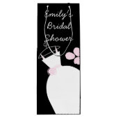 ズガウン結婚ピンクブライダルシャワーブラックワイン ワインギフトバッグ (裏面)