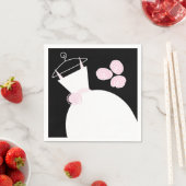 ズガウン結婚ピンク紙ナプキンブラック スタンダードカクテルナプキン (インサイチュ)
