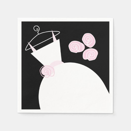 ズガウン結婚ピンク紙ナプキンブラック スタンダードカクテルナプキン (正面)