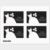 ズガウ結婚ンピンクブライダルシャワーの長方形黒 長方形シール (シート)