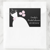 ズガウ結婚ンピンクブライダルシャワーの長方形黒 長方形シール (バッグ)