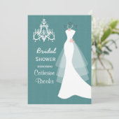 ズガウ結婚ン、シャンデリアオンティール(緑がかった色)ブライダルシャワー 招待状 (スタンド正面)