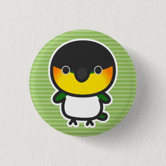 ズグロシロハラインコ 缶バッジ (正面)