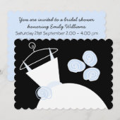 ズグーン結婚ブルーブライダルシャワーブラックパステル 招待状 (正面/裏面)