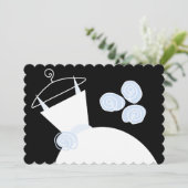 ズグーン結婚ブルーブライダルシャワーブラックパステル 招待状 (スタンド正面)