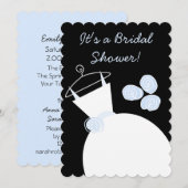 ズグーン結婚ブルーブライダルシャワーブラックパステル 招待状 (正面/裏面)