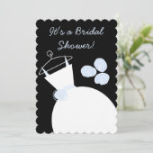 ズグーン結婚ブルーブライダルシャワーブラックパステル 招待状 (スタンド正面)