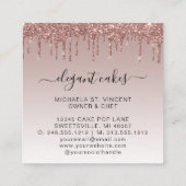 ズケーキ結婚グリッタードリップバラ金ゴールドベーカリー スクエア名刺 (裏面)