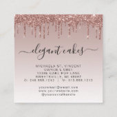 ズケーキ結婚グリッタードリップバラ金ゴールドベーカリー スクエア名刺 (裏面)