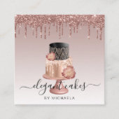 ズケーキ結婚グリッタードリップバラ金ゴールドベーカリー スクエア名刺 (正面)