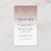 ズケーキ結婚グリッタードリップバラ金ゴールドベーカリー 名刺 (裏面)