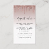 ズケーキ結婚グリッタードリップバラ金ゴールドベーカリー 名刺 (裏面)