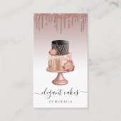 ズケーキ結婚グリッタードリップバラ金ゴールドベーカリー 名刺 (正面)