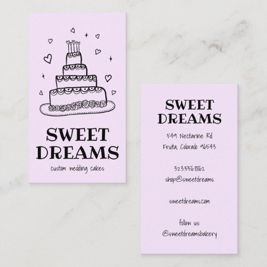 ズケーキ結婚ケータリングベーカリーカスタムベイカー 名刺 (正面/裏面)