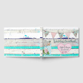 ズゲストブック結婚ティール（緑がかった色）ウッドシャビー素朴シック ゲストブック (全面)