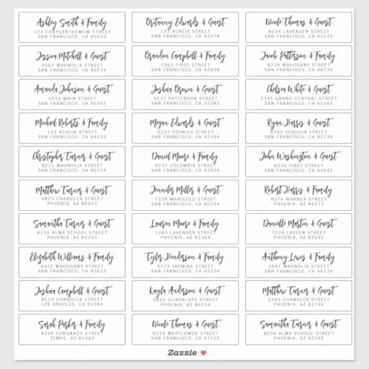 ズゲスト結婚ネームアドレスシンプルシッモダンク シール (シート)