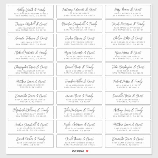 ズゲスト結婚ネームアドレスモダンシンプルシック シール (シート)