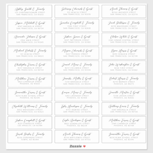 ズゲスト結婚ネーム住所シンプルChic モダン シール (シート)