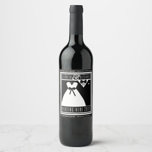 ズゲスト結婚ビーフワインボトルラベルパーソナライズされた ワインラベル (正面)