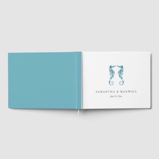 ズゲスト結婚ブックアイディアウォーターカラーシーホース ゲストブック (全面)