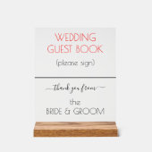 ズゲスト結婚ブックサイネージレッドタイポグラフィ澄ん アクリルサイン (正面)