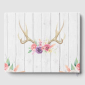 ズゲスト結婚ブックスタグアントラーウッドフローラ素朴 ゲストブック (裏面)