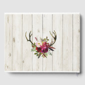 ズゲスト結婚ブックスタン〔雄ジカの〕枝角ウッドフローラ素朴 ゲストブック (裏面)