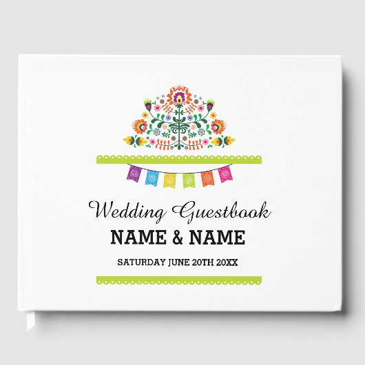 ズゲスト結婚ブックフィエスタメキシコフローラ素朴 ゲストブック (正面)