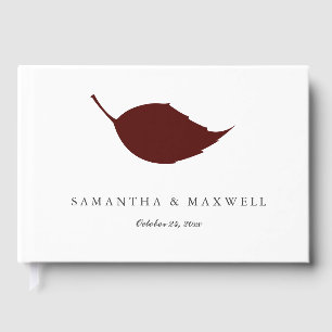 ズゲスト結婚ブック秋ブルガンディーリーフ ゲストブック