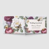 ズゲスト結婚ブック開花バタフライフローラヴィンテージ ゲストブック (全面)