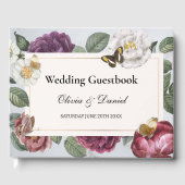 ズゲスト結婚ブック開花バタフライフローラヴィンテージ ゲストブック (正面)