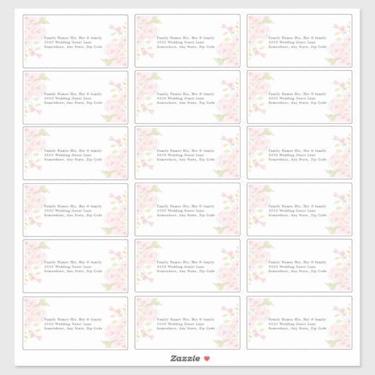 ズゲスト結婚住所 シール赤面ピンクローズフローラ シール (シート)