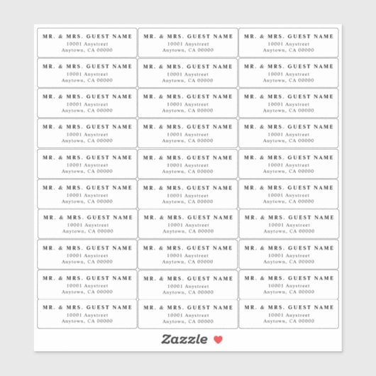 ズゲ結婚スト住所 シール (シート)