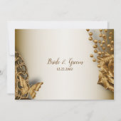 ズゴールデン結婚ベージュフローラ蝶ヴィンテージ 招待状 (裏面)