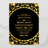 ズゴールデン結婚ラグジュアリー招待状カードゴールドフォイル 箔招待状 (正面)