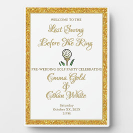 ズゴ結婚ルフパーティーウィークエンドホワイト金ゴールドグリッター フォトプラーク