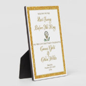 ズゴ結婚ルフパーティーウィークエンドホワイト金ゴールドグリッター フォトプラーク (側面)