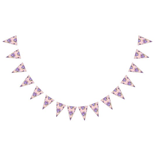 ズシャビ結婚ーピンクパステルフラワーズフローラパーティー バンティングフラッグ (全)