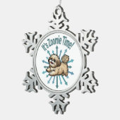 ズゾミエタイムシーズー(犬)Tzu スノーフレークピューターオーナメント (右)