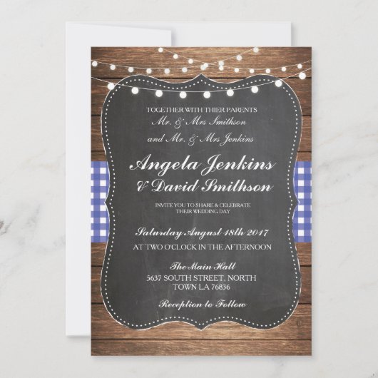 ズチョー結婚クブルーウッドライトバーン招待状 招待状 (正面)