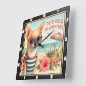 ズチワリラックスワビーチビベス スクエア壁時計 (傾斜)